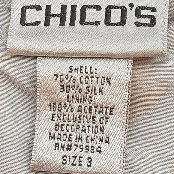 Chico's Navy White Lined Zip Back Sequin Design Hem Midi Skirt Chico Sz 3 US XL - Picture 15 of 16